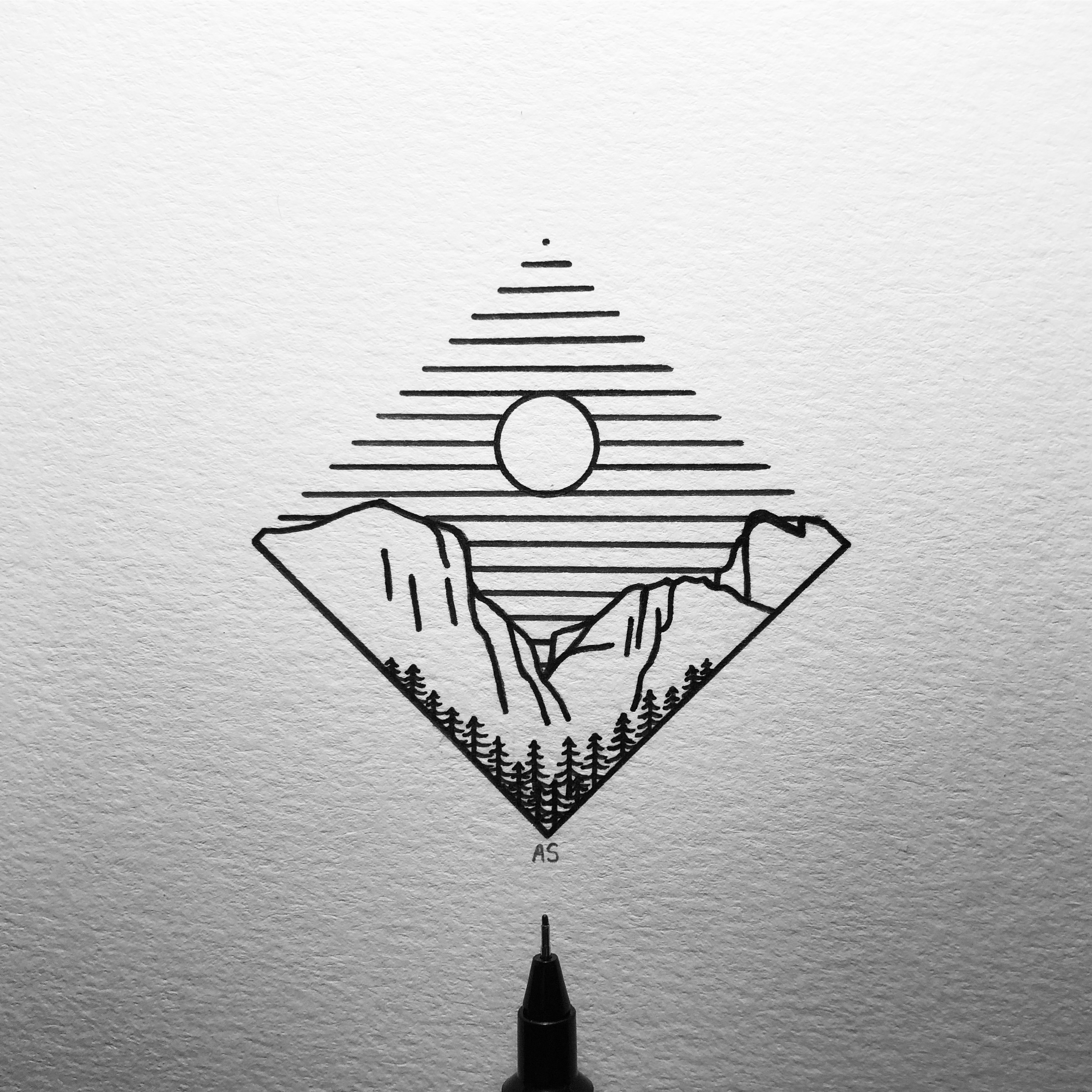Featured image of post Geometric Minimalist Mountain Drawing : Completed this piece while house and dog sitting recently.